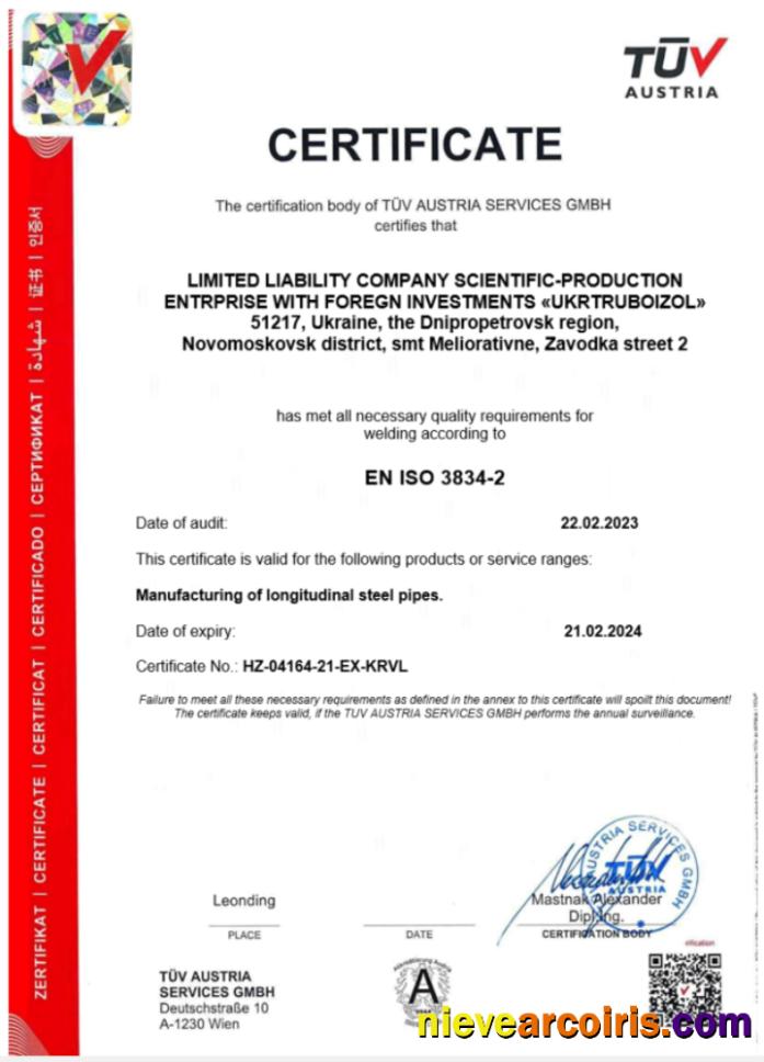 Austria TUV certificate of registration
